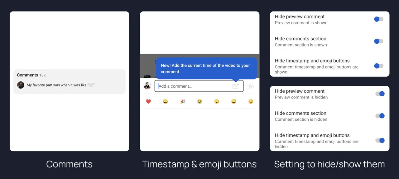 Comment section controls