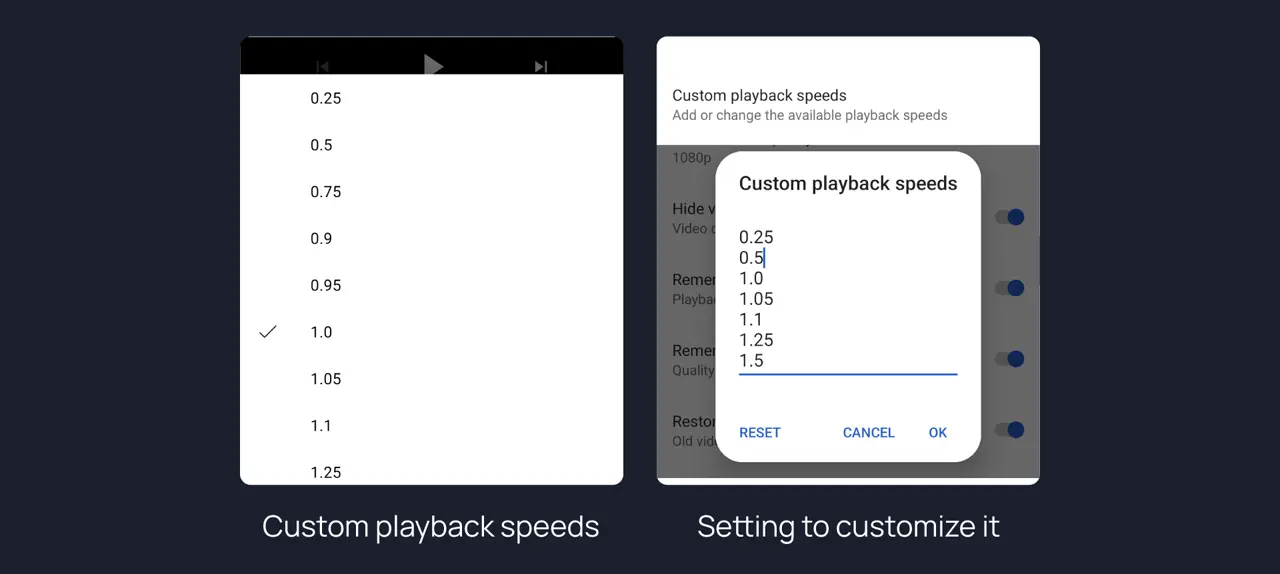 Your own playback speeds