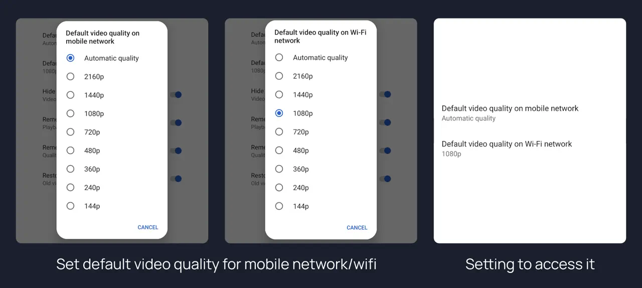 Separate quality for Wi-Fi and mobile