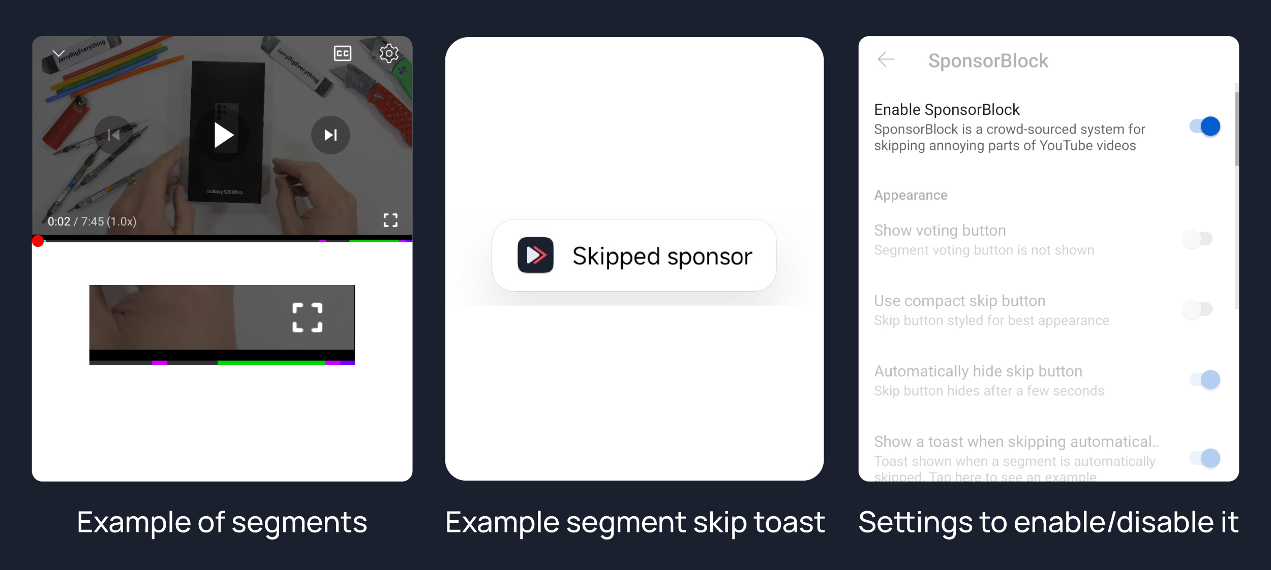 SponsorBlock settings