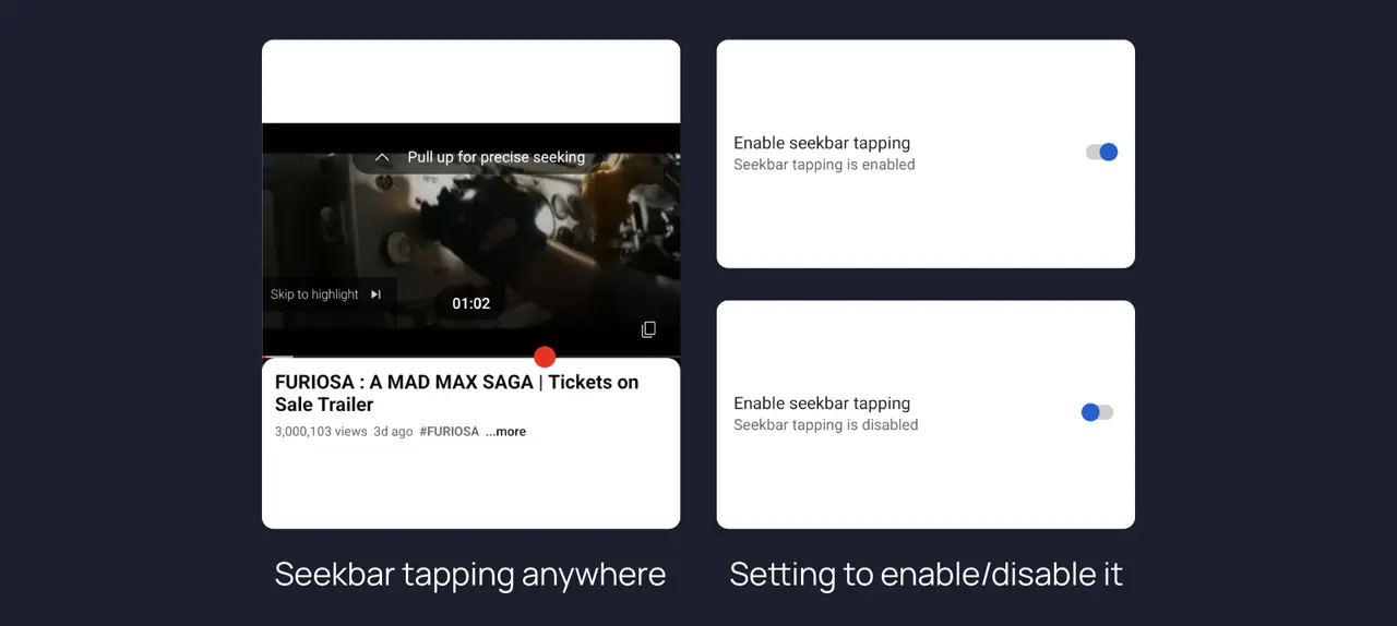 Tap anywhere on the seekbar