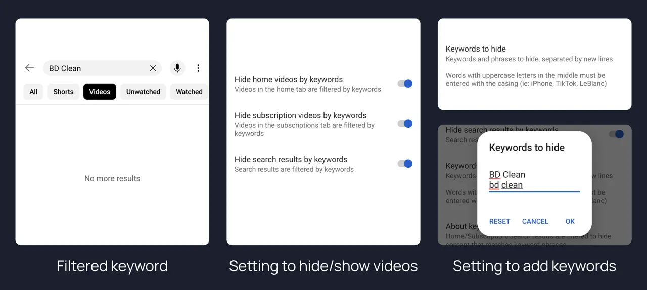 Filter by keyword