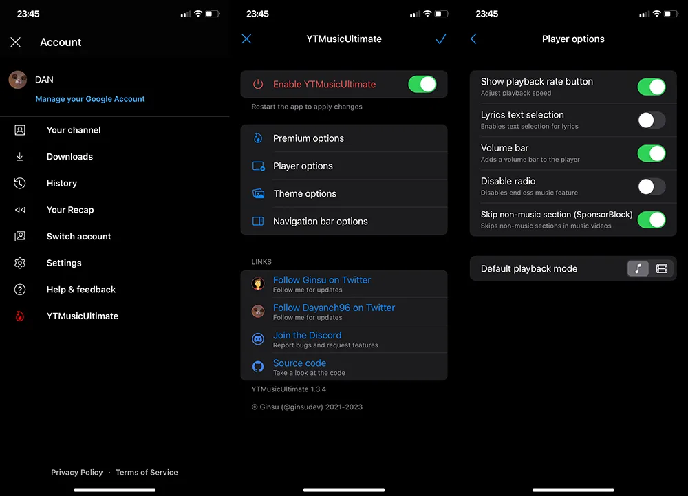 YTMusicUltimate on iPhone – YouTube Music without Premium, the iOS version of ReVanced YouTube Music